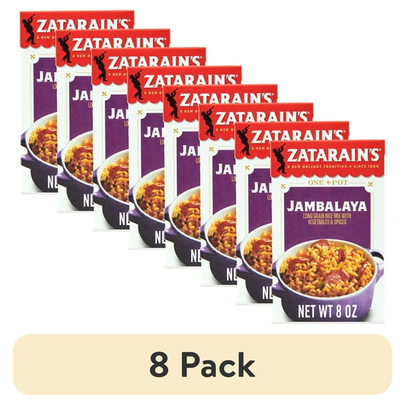 (8 pack) Zatarain's Non-GMO Gluten Free Jambalaya Rice Mix, 8.0 oz Box