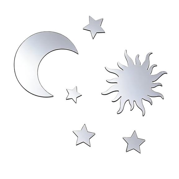 Gieenan Star Moon Mirror Wall Sticker Selfs Adhesive Star Moon Decal DIY Wall Art Decors 3D Wall Decorations for Bedroom Home