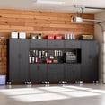 thumbnail image 3 of IKIMI 8-Piece Garage Storage Cabinet Set, Heavy Duty Metal Garage Cabinets System Workshop Set with 2* Tall Tool Cabinets+ 3 * Wall Mounted Cabinet+ 3 * Tool Cabinet with Wheels, Black, 3 of 9