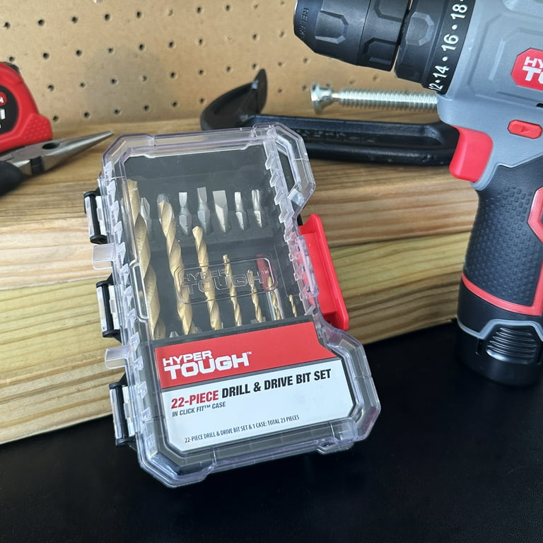Hyper Tough 22-Piece Drill & Drive Set in Click Fit™ Case