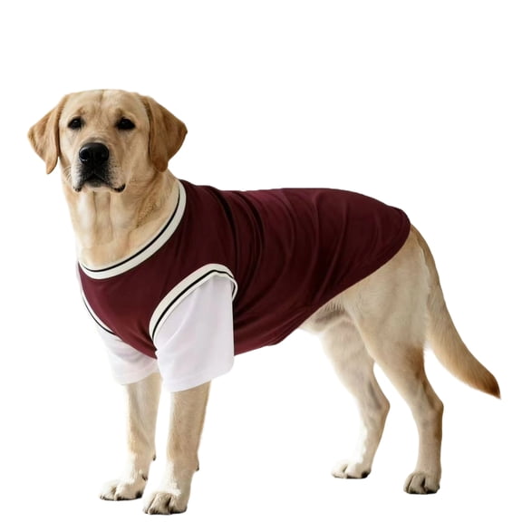 Dog Jersey, Pet Athletic Wear, Dog Training Apparel, Dog Exercise Clothes, Red Fake Two-Piece Mesh Pet Top, Breathable Anti-Shedding for Mid to Large Size Dogs