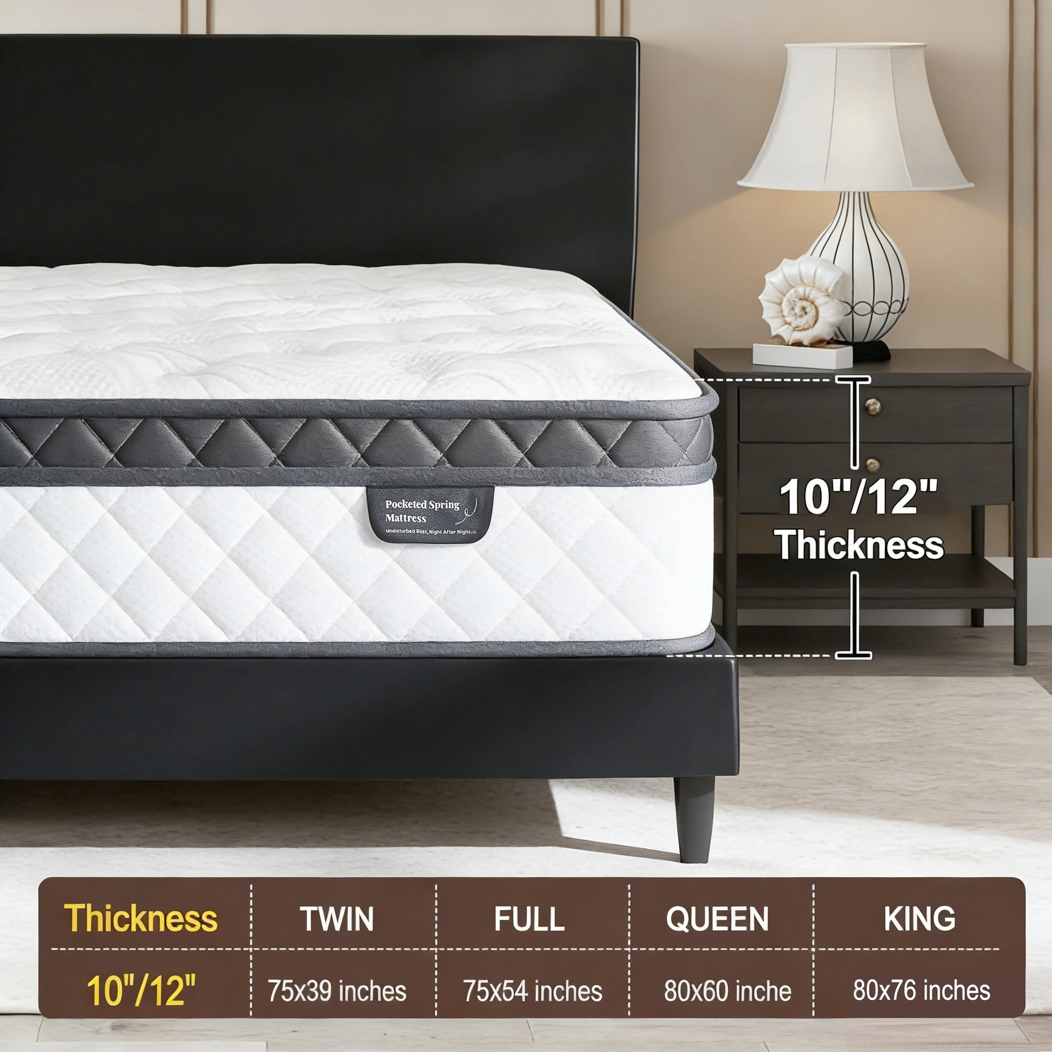 Bezzze 10 inch Twin Hybrid Mattress, Pocket Spring Memory Foam Supportive Sleep, Medium Firm, CertiPUR-US Certified Mattress in a Box