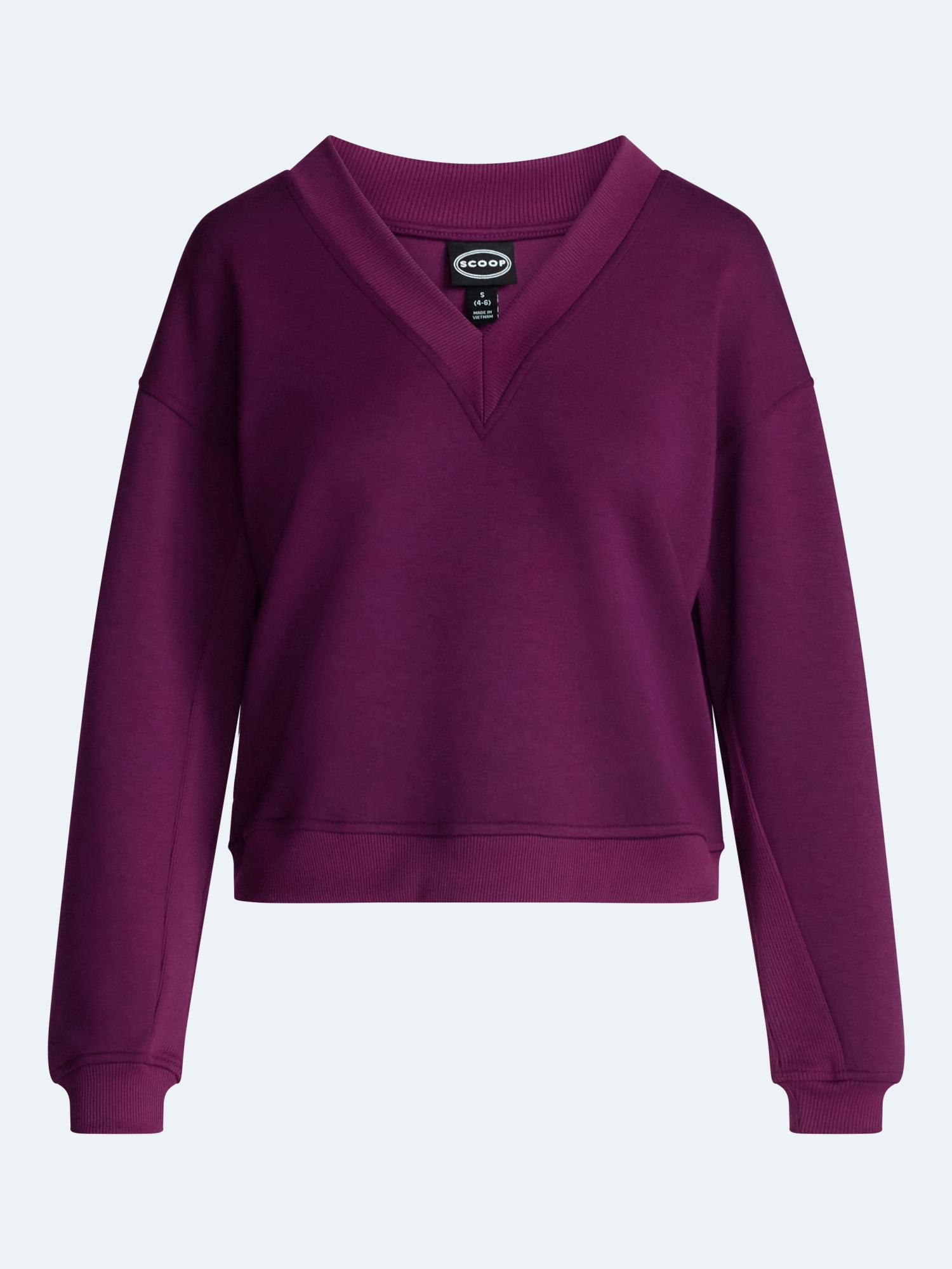Scoop Women's and Women's Plus V-Neck Sweatshirt, Sizes XS-4X