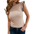 thumbnail image 3 of Women Slim Fit Puff Sleeve Casual Knit Tops Ruffle Sweater Vest Tanks, 3 of 6