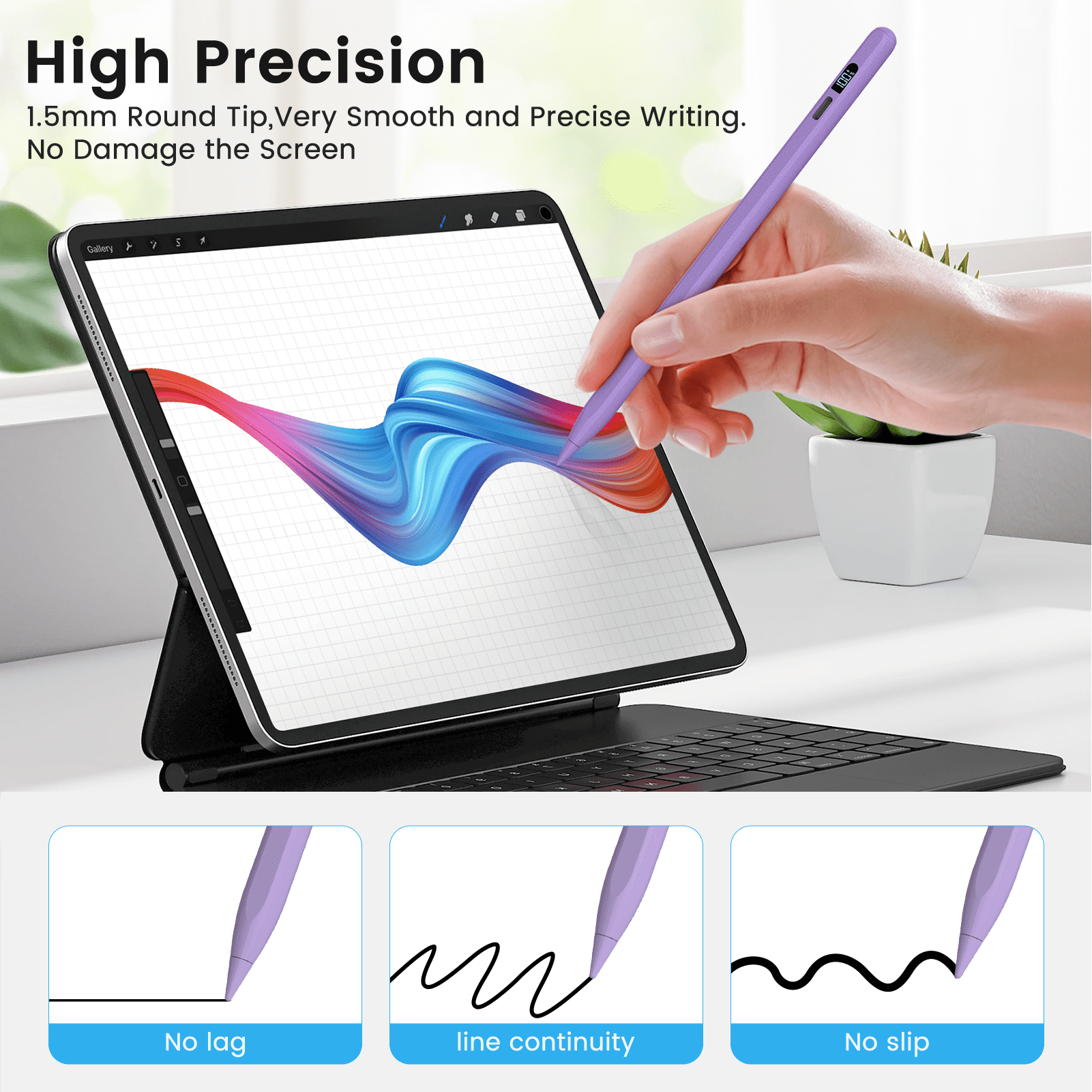 Stylus Pen for iPad 2018-2025, Apple iPad Pens 10th&9th Generation with LED Battery Display, Palm Rejection, Fast USB-C Charging, No Bluetooth, Compatible with iPad Pro Air Mini