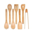 thumbnail image 2 of Wooden Spoons For Cooking 7-Pack – Bamboo Kitchen Utensils Set for Nonstick Cookware (Wooden Spatula, Cooking Spoon & Fork, Turner, Kitchen Tongs) – Wooden Cooking Utensils Set – Bamboo Kitchen Tools, 2 of 6