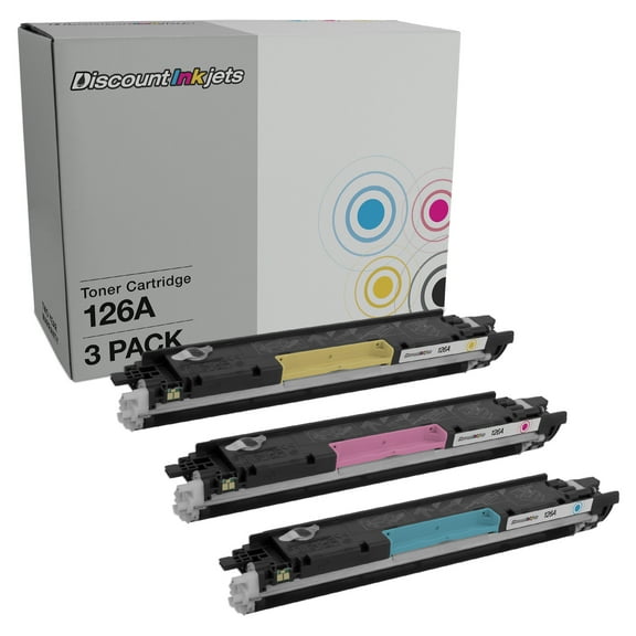 DI Toner Cartridge Replacement for HP 126A (Cyan, Magenta, Yellow, 3-Pack) Compatible with LaserJet, Color LaserJet, LaserJet Pro: 100 MFP M175a, 100 MFP M175nw