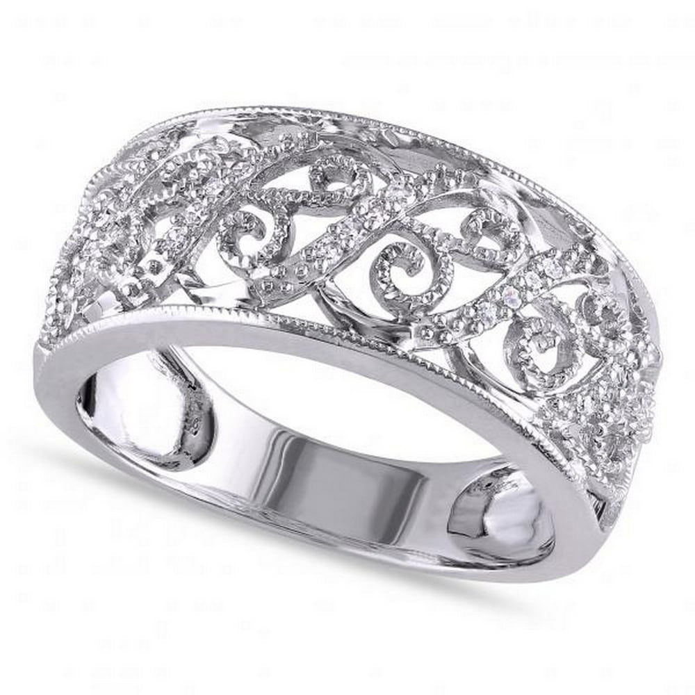 Seven Seas Jewelers - Ladies Pave Set Filigree Diamond Ring 14k White ...