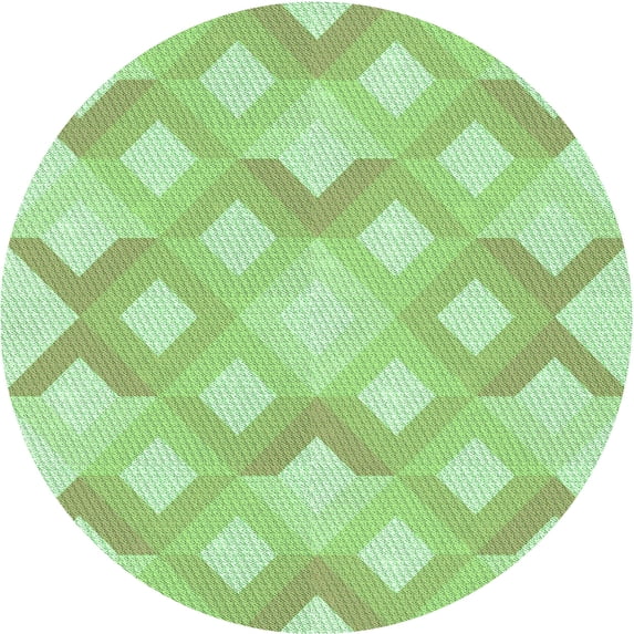 Ahgly Company Machine Washable Indoor Round Transitional Green Area Rugs, 7' Round
