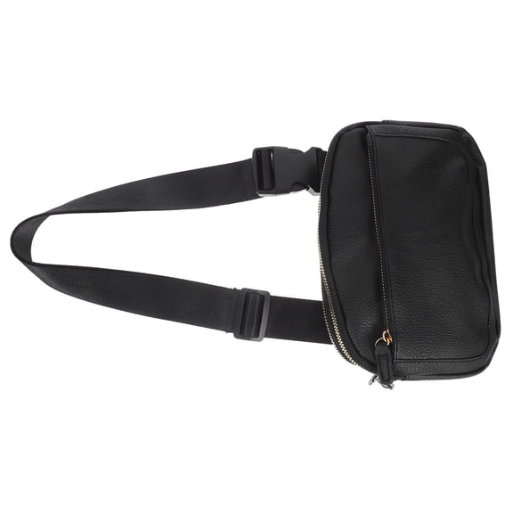 HONMEET Women's Hiking Waist Bag Black PU Spacious Outdoor Running Travel Fanny Set