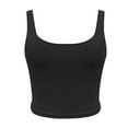 thumbnail image 5 of ZHOGXU Women's Tank Tops Sleeveless Square Neck Solid Color Cropped Comfortable Stretchy Slim Fit Layering Camisole For Daily Wear,Black,Xs, 5 of 5