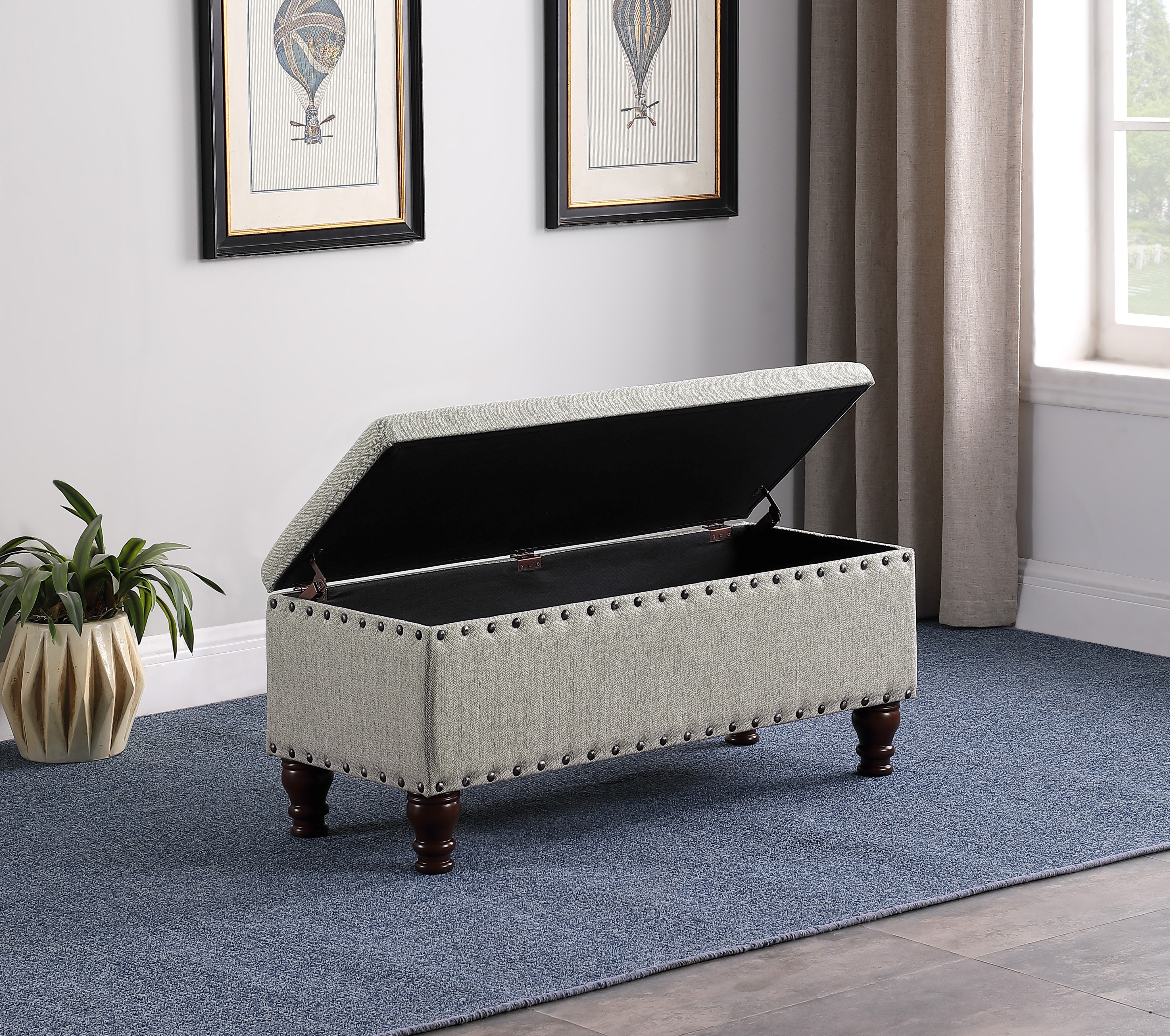 HomePop Upholstered Storage Bench, Brown