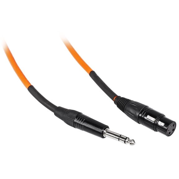 Rockville RCXFB6O 6' Female XLR to 1/4'' TRS Cable Orange, 100% Copper