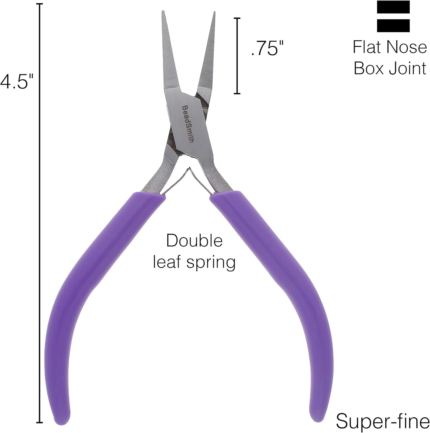 Flat Nose – 4.5 inches (114mm) – Purple Vinyl Grip Handle with Double Leaf Springs – Jewelry Making Tool for Creating Bracelets, Earrings and Necklaces