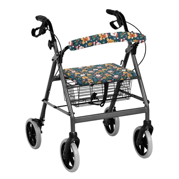 HELLHERO Christmas Gingerbread Walker Rollator Seat Back Cover for Seniors Polyester Fabric Seat Back Cover Reusable Gift Option Waterproof Cover