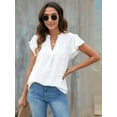 thumbnail image 5 of Womens Blouse V Neck Ruffle Sleeve Flowy Shirts Dressy Casual Cute Summer Tops White M, 5 of 9