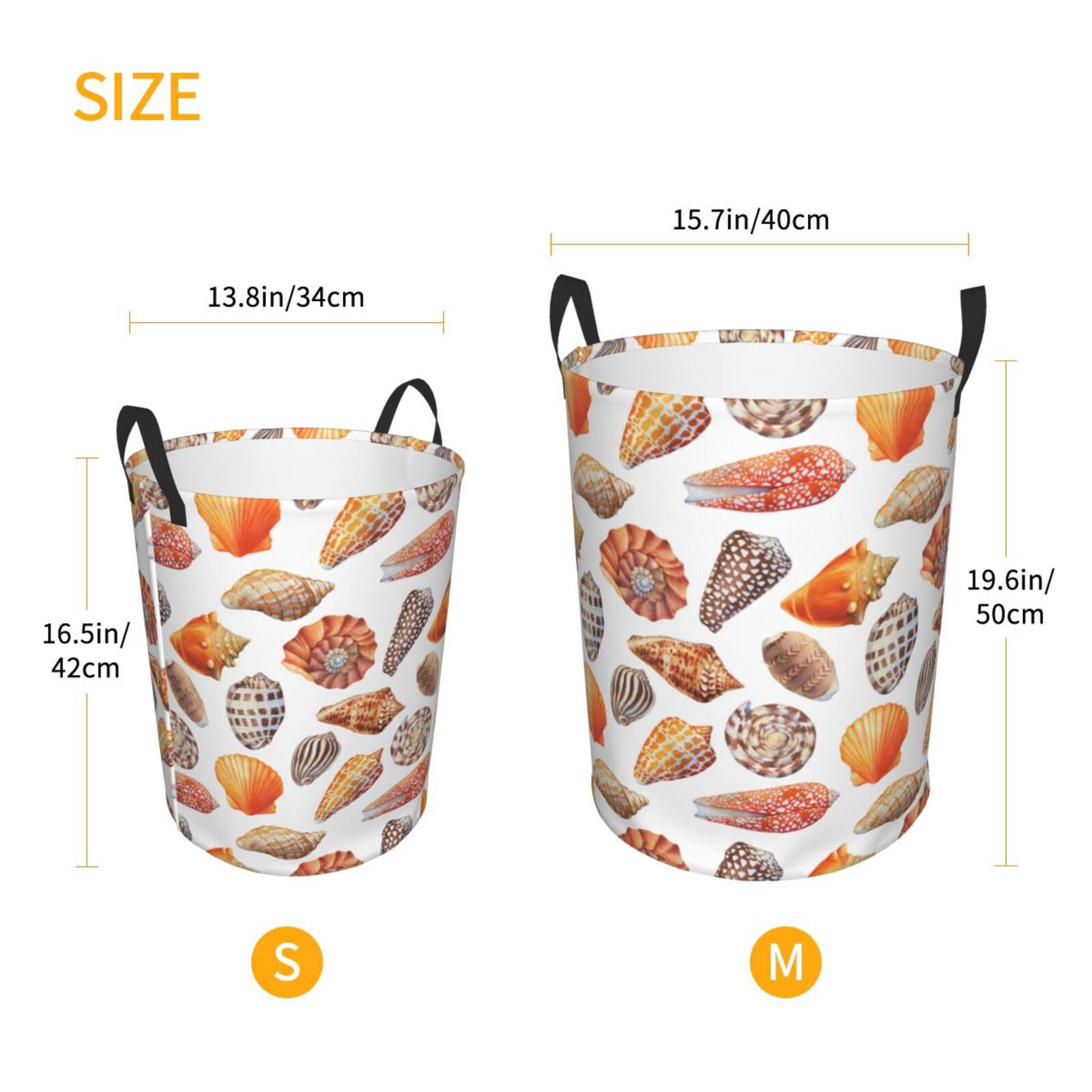 Large Laundry Basket with Handles - Conch Shell No.J914 Kids Baby Dirty Clothes Laundry Hamper for Bedroom Aesthetic