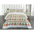 thumbnail image 3 of Ambesonne Fruits Quilted Bedspread Set 3 Pcs, Retro Polka Dots Colorful, Queen Size, Multicolor, 3 of 5