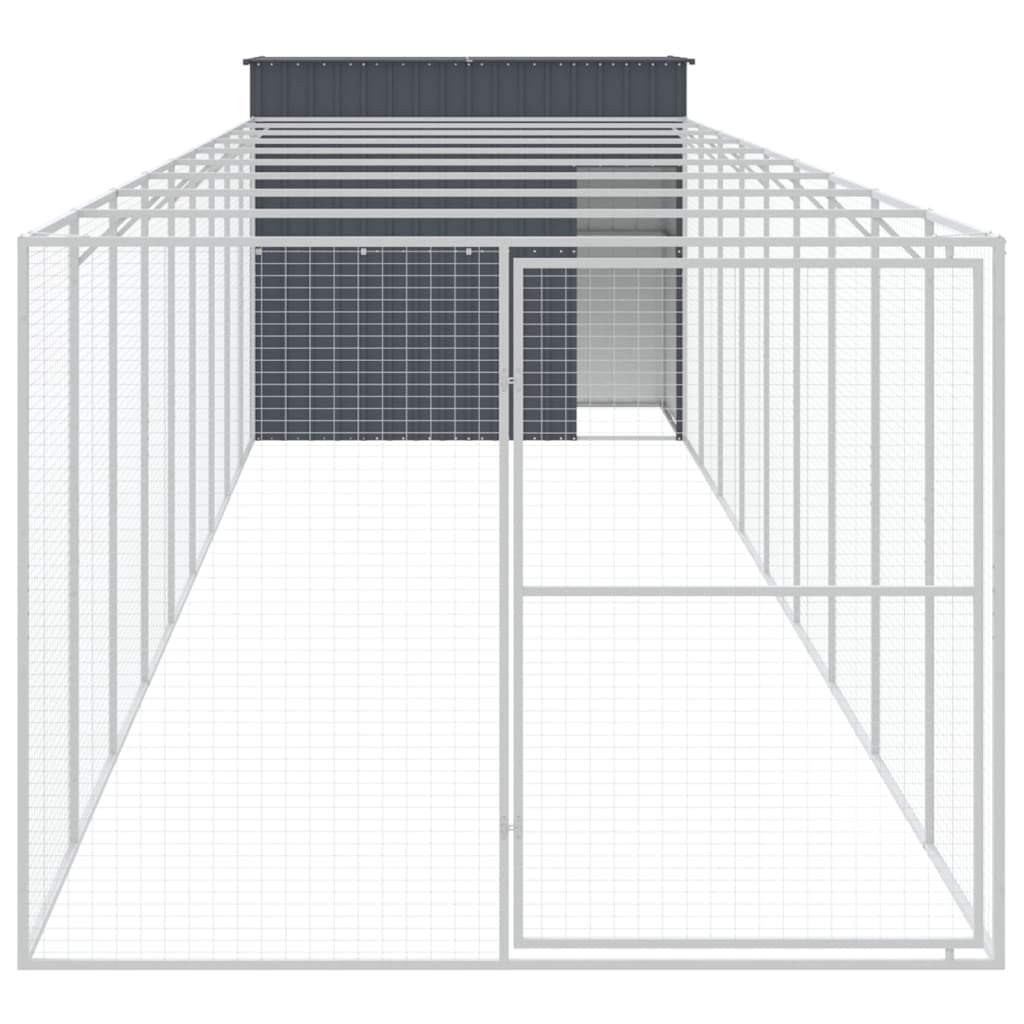 vidaXL Dog House with Run Anthracite 84.3"x260.2"x71.3" Galvanized Steel