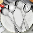 thumbnail image 4 of Hammered Serving Spoons, 8-Piece Metal Serving Utensils Set - Solid Spoon x 4, Slotted Spoon x 4, Stainless Steel Hostess Tablespoons Set Serve for Catering Buffet Party Kitchen Restaurant, 4 of 9
