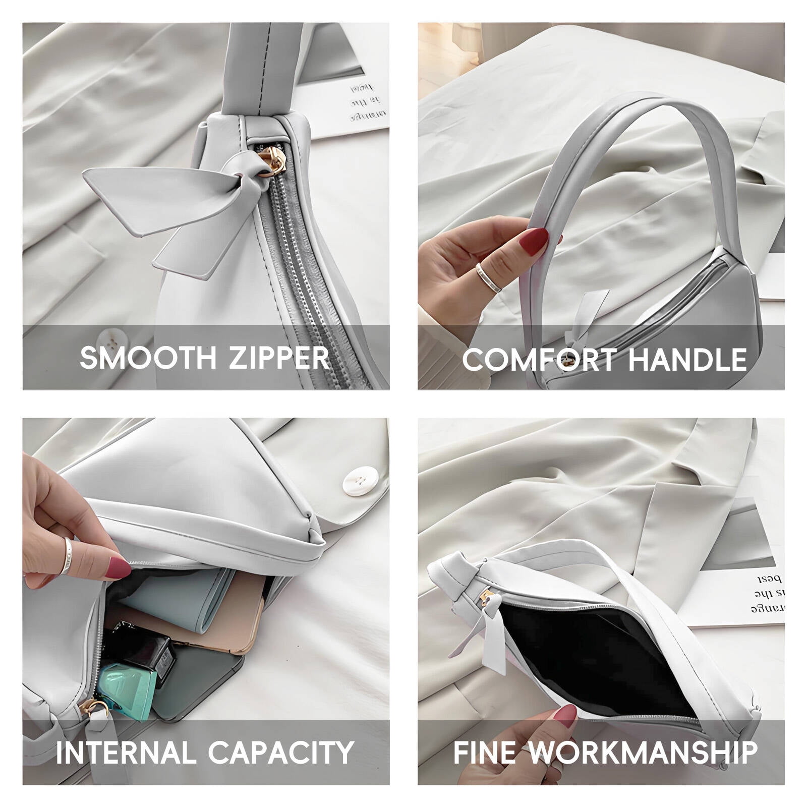 White Purse Vintage Versatile Shoulder Bag for Women Elegant White Purses with Ample Storage