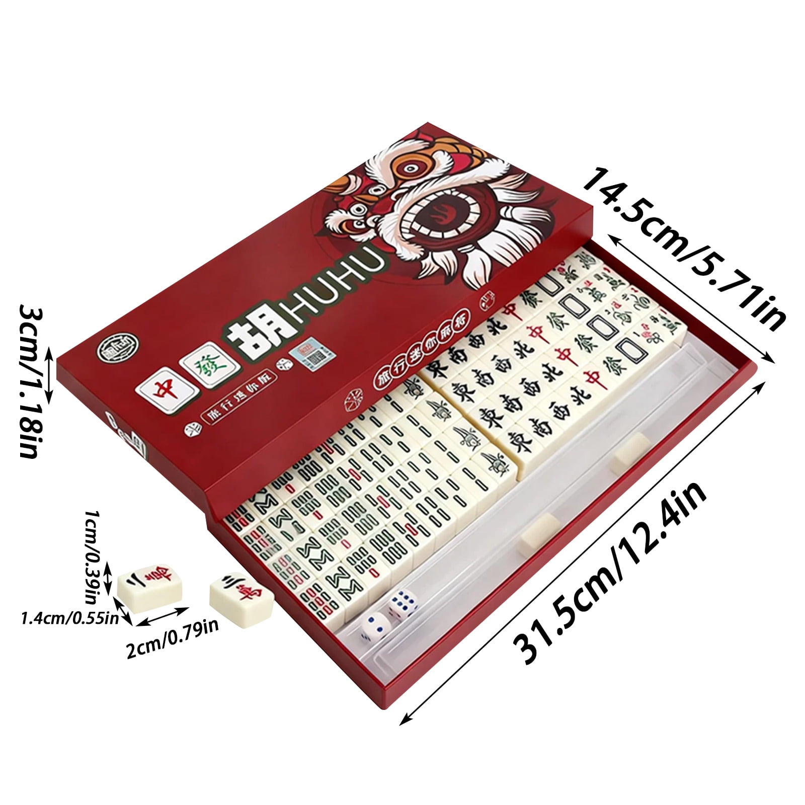 JIhuahe Portable Mahjong Travel Set- Chinese Mahjong Traditional Dominoes Home Table Games Toys and Hobbies,red