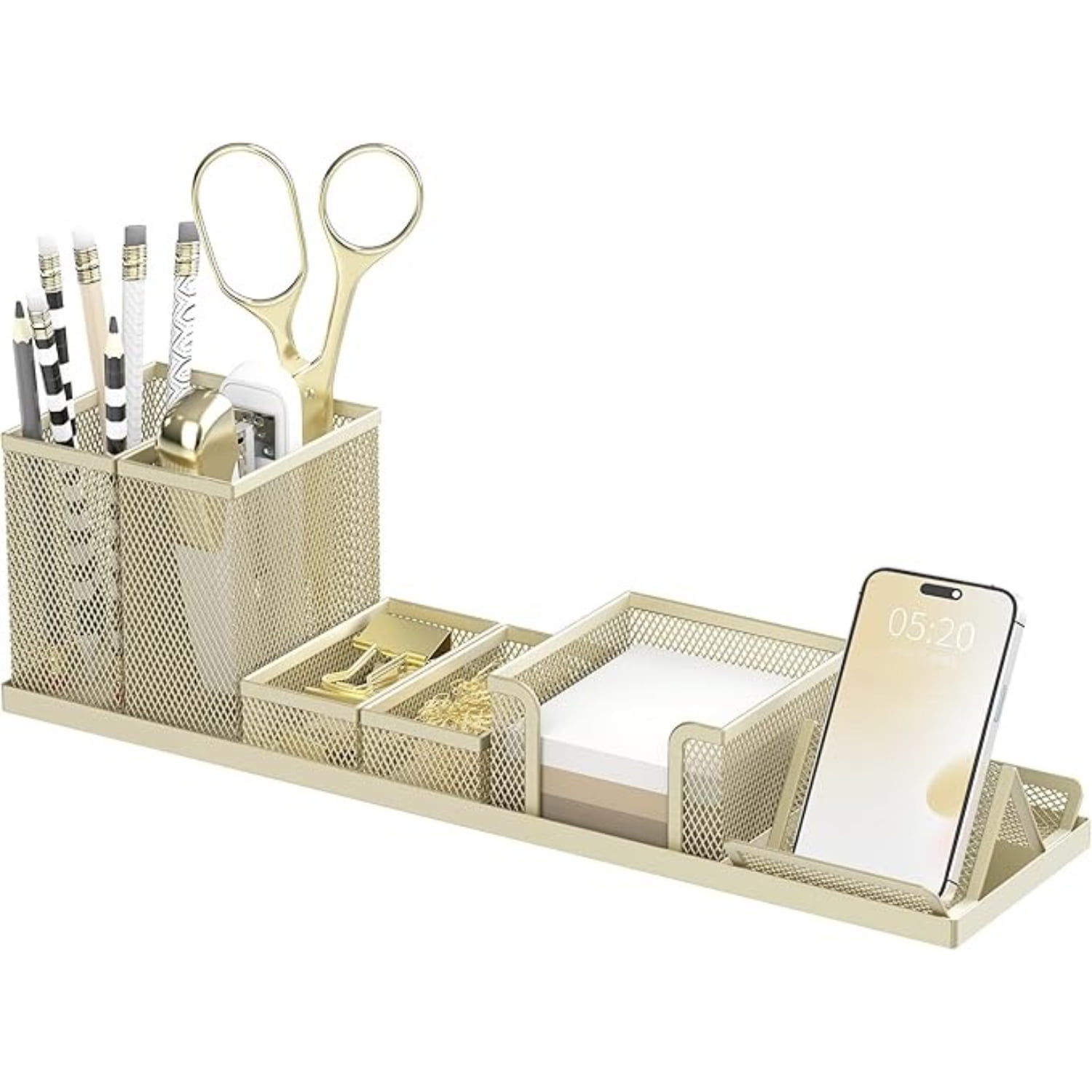 INTIGE Multifunctional Pen Holder for Desk, 6 Piece Mesh Desk Organizer set for Office Organization with Mail Organizer, Letter Phone Holder