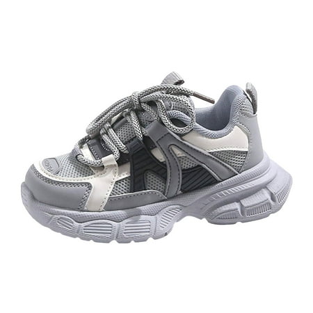 ZHAGHMIN Baby Sneaker with Ankle Support Toddler Boys Girls Breathable Lace-Up Sneakers Thick Bottom Athletic Running Shoes Slip On Shoes for Toddler Girls Grey Size32