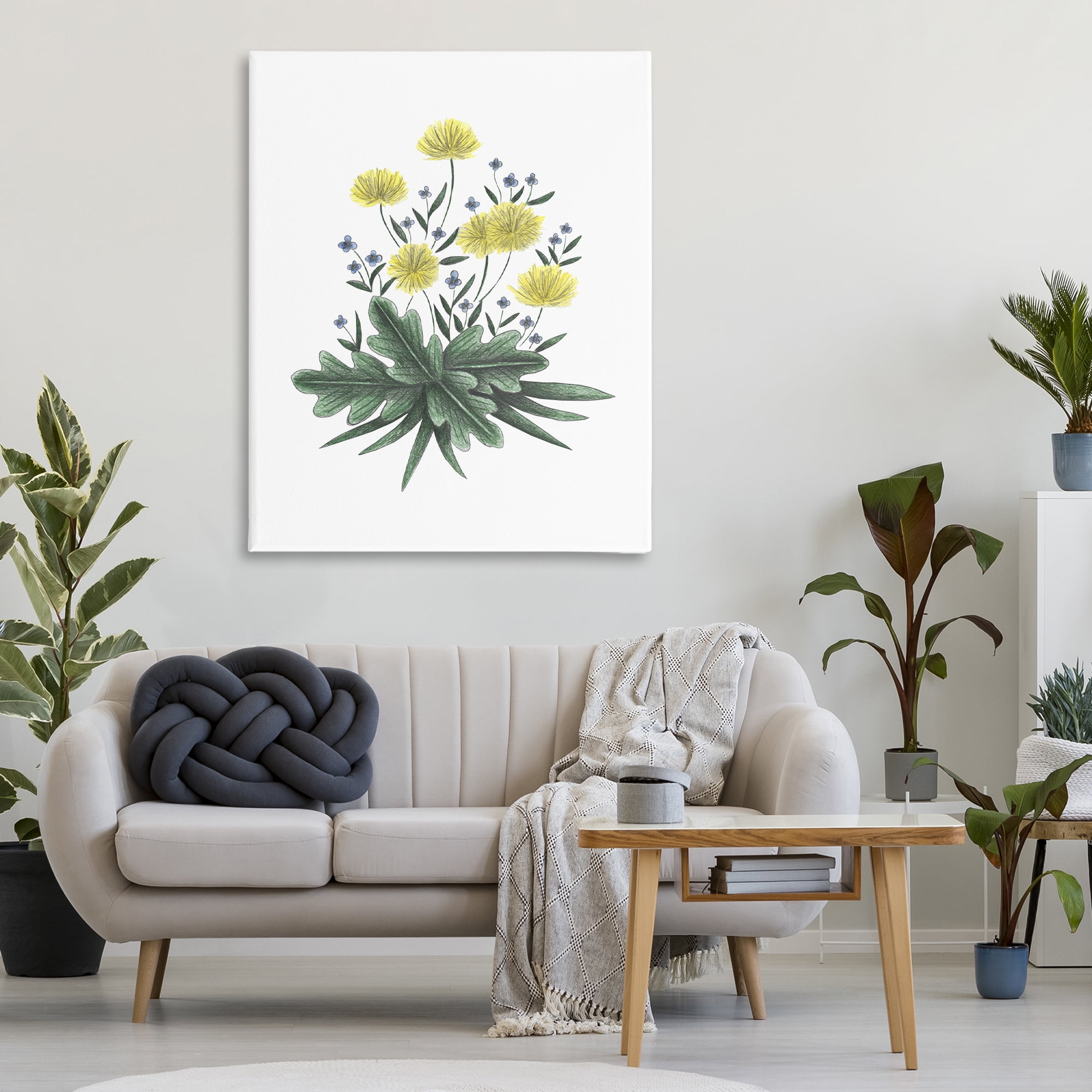 Dandelion Flower Illustration Canvas Wall Art, design by Cecilia Battaini