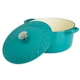 thumbnail image 2 of Spice by Tia Mowry Savory Saffron 6-Quart Cast Iron Dutch Oven - Teal, 2 of 7