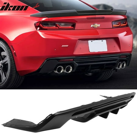 - Fits 16-19 Chevy Camaro Rear Bumper Lip Diffuser Quad Exhaust Matte Black
