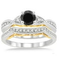 thumbnail image 2 of 1.25 Carat Black Diamond Moissanite Two Tone Bridal Set Round Cut Engagement Ring On 10K White Gold, Promise Ring, Anniversary Ring, 2 of 2
