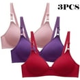 thumbnail image 2 of ATOYSOY Women's 3 Pack Everyday Bra Small Cup Wirefree Bralette Solid Color Underwear Push Up Comfort Bra Breathable Workout Teens Multi-color XXL, 2 of 9