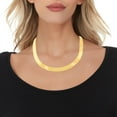thumbnail image 3 of Floreo 10k Yellow Gold (3mm, 4mm, 5mm, 6mm, 7mm, 8mm, 9mm, 10mm, 12mm, 15mm, 18mm) Solid Herringbone Chain Necklace, 3 of 5