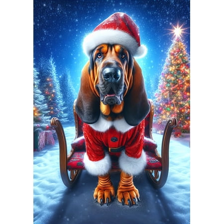 Bloodhound - Best of Breed DCR Christmas Garden Flag 12" x 17"