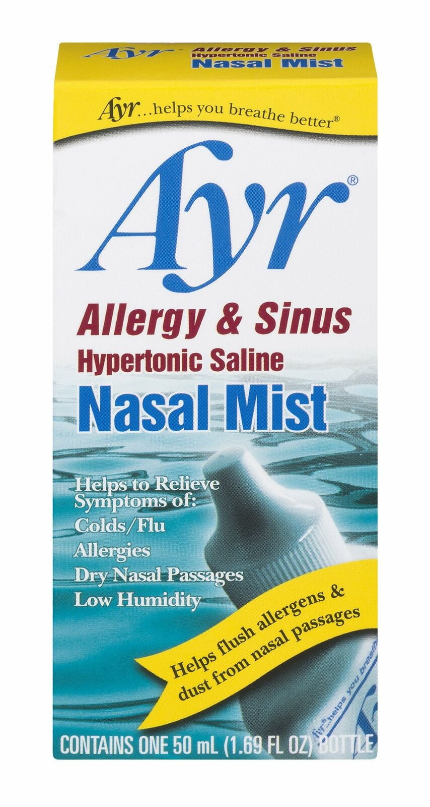 Ayr Allergy & Sinus Hypertonic Saline Nasal Mist, 1.69 Ounce Spray Bottle
