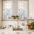 thumbnail image 3 of 3 Piece Kitchen Curtains and Valances Set White Gray Marble Cafe Curtains 24 Inch Length Modern Minimalist Abstract Texture Valance & Tier Curtain for Living Room Bedroom Window 54"x18"+27"x24"*2, 3 of 6