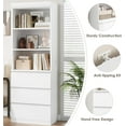 thumbnail image 3 of IDEALHOUSE, White, 3 Shelf Bookcase, Storage Cabinet, 3 Drawers, Open Baffle Shelves, Modern Organizer, Particle Board Construction, Books, Files, Living Room, 3 of 7