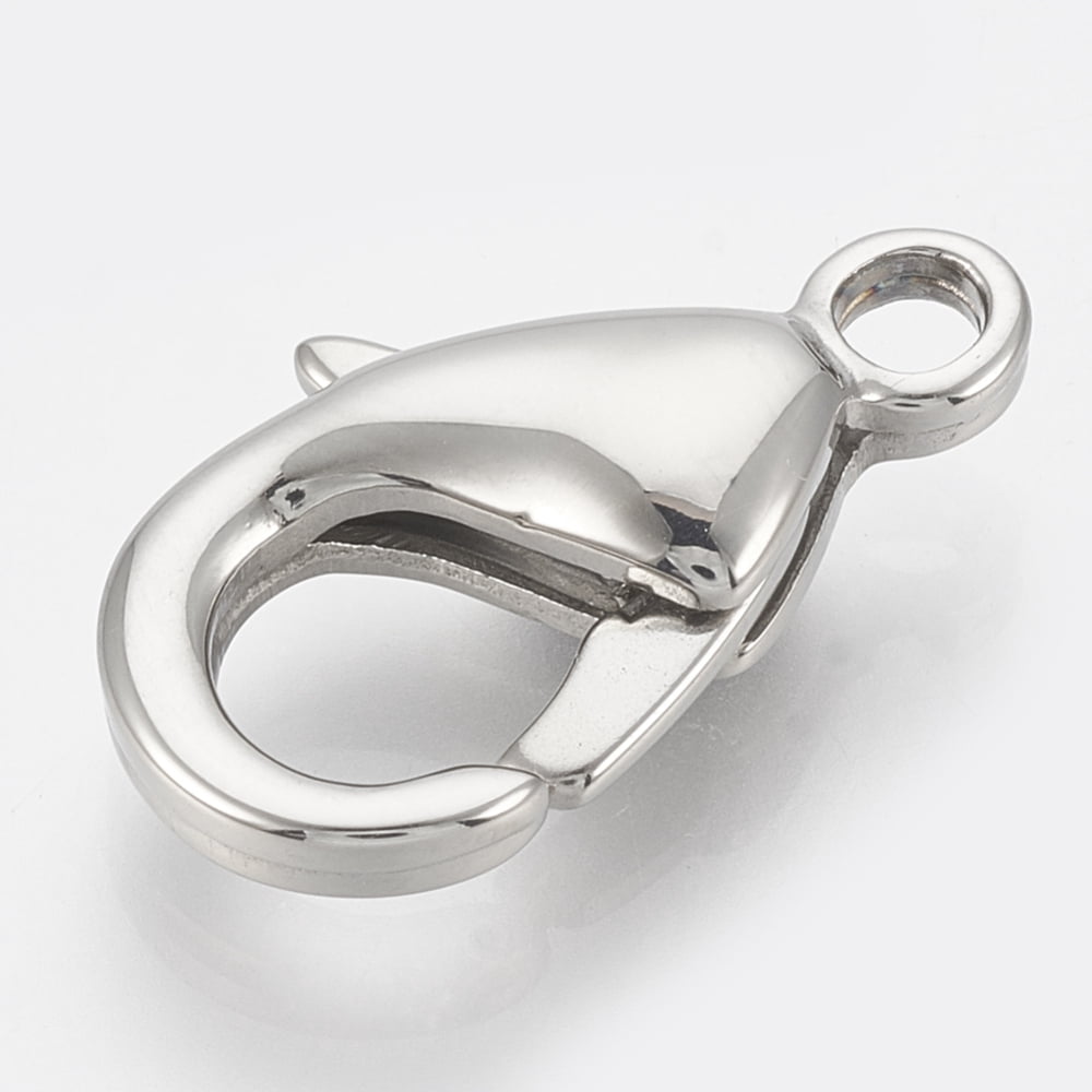 Resistant 304 Stainless Steel Lobster Claw Clasps teardrop Stainless Steel Color 12x7x3.5mm Hole: 1.4mm