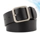 thumbnail image 3 of Cinturón de cuero para mujer, ajustable, informal, con hebilla cuadrada (110 cm de largo, 3,3 cm de ancho, negro y plateado)., 3 of 5