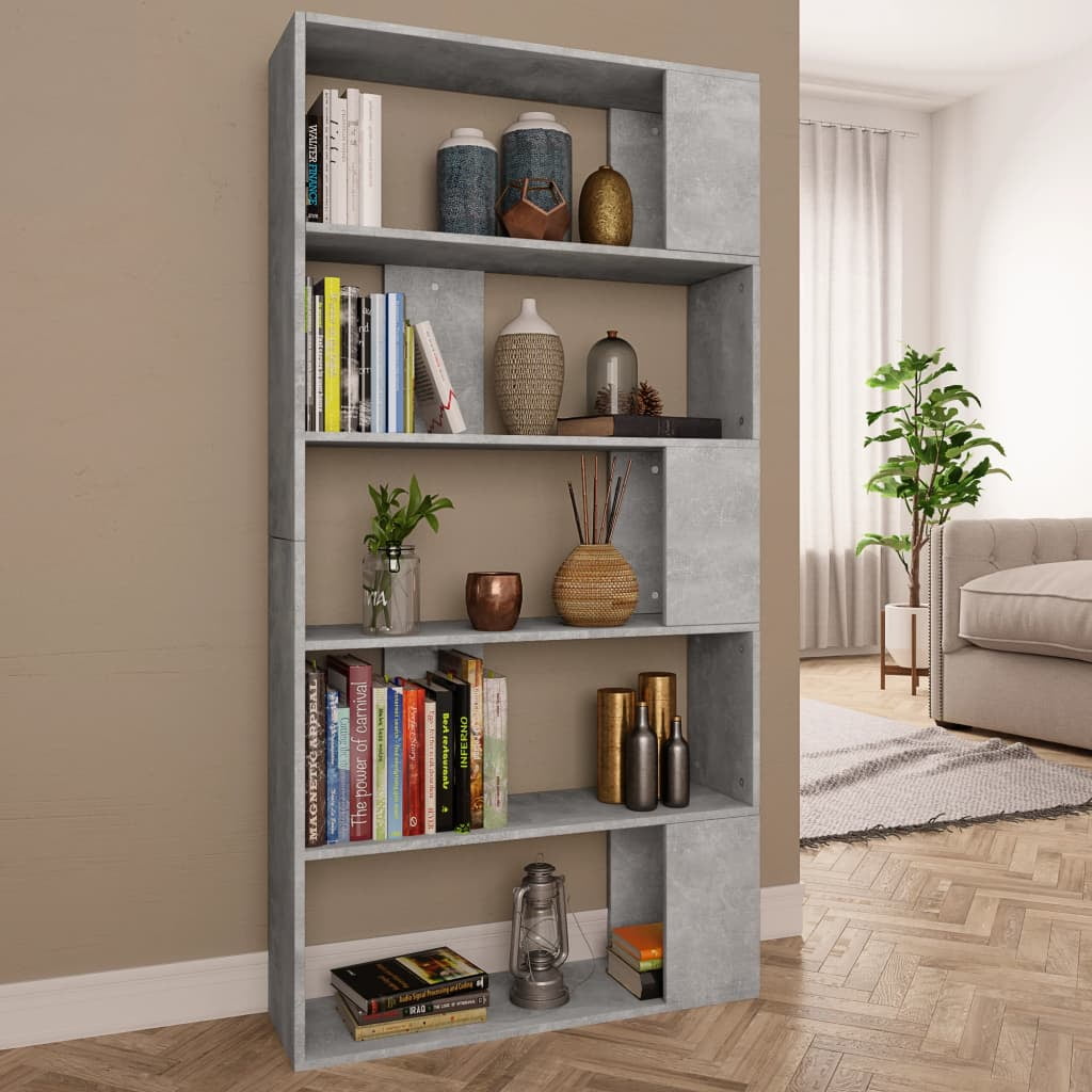 concrete grey bookcase