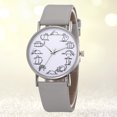 thumbnail image 2 of Trendy Lovely Cat Pattern Analog Display Quartz PU Strap Women Wristwatch(Grey), 2 of 6