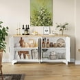 thumbnail image 1 of 62.2" Modern Farmhouse Buffet Cabinet with Rattan Doors & 4 Shelves, Storage Sideboard for Dining Room, Living Room Entryway, 1 of 8