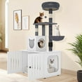 thumbnail image 2 of Uforic Cat Tree with Litter Box Enclosure, 2-in-1 Modern Cat Tower Combo, 53.5" Hidden Litter Box Furniture, White, 2 of 9