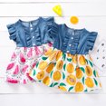 thumbnail image 2 of Ropa para niña pequeña, vestido de verano con volantes, sin mangas, con lazo, falda Floral empalmada, trajes de verano para niñas pequeñas brillar Electrónica, 2 of 5