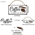 thumbnail image 3 of Coffee Bar Open Daily Cafe Decor Wood Hanging Plaque 5X10 Inch Coffee Signs Modern Bar Accessories Kitchen Home Pub Shop Coffee Station Farmhouse Decorative, 3 of 4