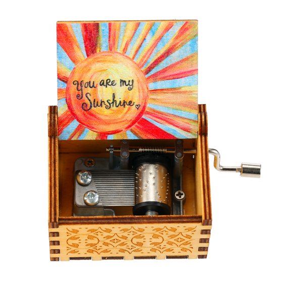 Vintage Wooden Music Box Hand Crank Music Case Carved Engraving Children Toy Christmas Festival Presents