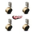 thumbnail image 2 of 2 Inch Antique Brass Hooded Urethane Twin Wheel Caster with Inside Mount Set SCC, 2 of 2