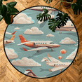 thumbnail image 7 of CURLYOOT Airplane Aircraft 5.2ft Round Rug for Living Room, Large Washable Area Rug, Non Slip Floor Mat Indoor Rugs for Bedroom, Dining Room, Offices, Entryway, 7 of 7
