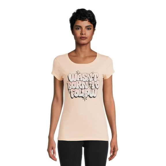 Wound Up Juniors Wasn't Born To Follow Short Sleeve Graphic T-Shirt